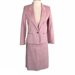 Ultrasuede Suede Career Midi Skirt Suit A-Line Skirt One-Button Blazer Size 10